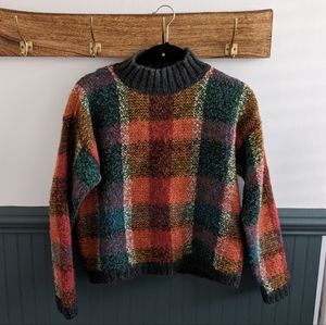 Plaid mock turtleneck sweater